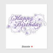 Happy Birthday Floral Violet Sticker (Vel)