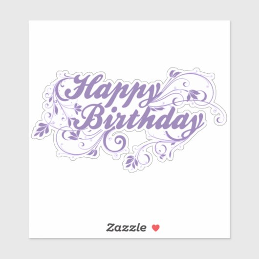 Happy Birthday Floral Violet Sticker (Vel)