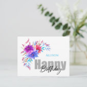 Happy Birthday Floral Waterverf Briefkaart (Staand voorkant)