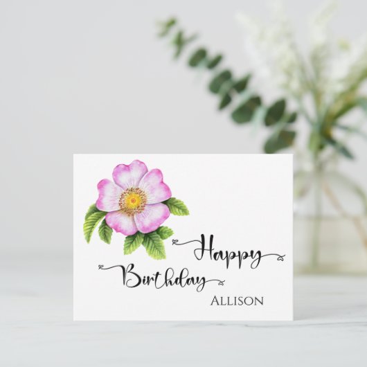 Happy Birthday Floral Waterverf Briefkaart (Staand voorkant)
