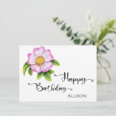 Happy Birthday Floral Waterverf Kaart (Staand voorkant)