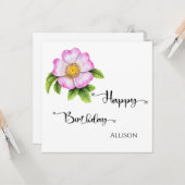 Happy Birthday Floral Waterverf Kaart (Voorkant / Achterkant in situ)