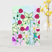 Happy Birthday,  Floral Waterverf Kaart (Gele Bloem)