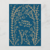HAPPY BIRTHDAY Floral Whimsical Sketch Doodle Briefkaart (Voorkant)