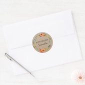 Happy Birthday  Floral Wreath Craft Pink Ronde Sticker (Envelop)