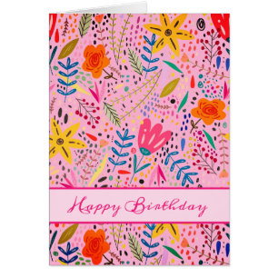 Happy Birthday Flower Art Kaart