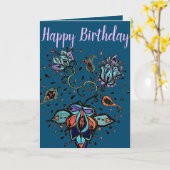 Happy Birthday Flower Design Kaart (Gele Bloem)
