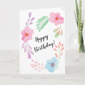 Happy Birthday Flower Floral Custom Design  Kaart (Voorkant)