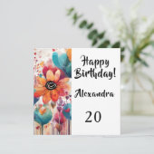 Happy Birthday Flower Gefeliciteerd Kaart (Staand voorkant)