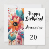 Happy Birthday Flower Gefeliciteerd Kaart (Voorkant)