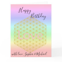 Happy Birthday flower of life Love Mandala