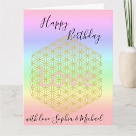 Happy Birthday flower of life Love Mandala Kaart