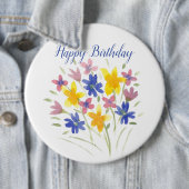 Happy Birthday Flower Pin Ronde Button 6,0 Cm (In situ)