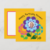 Happy Birthday Flower Retro briefkaart (Voorkant / Achterkant)
