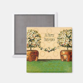 Happy Birthday  Flowering Pots Magnet (Voorkant / Achterkant)