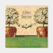 Happy Birthday  Flowering Pots Magnet (Voorkant)