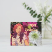 Happy birthday flowers. anime briefkaart (Staand voorkant)