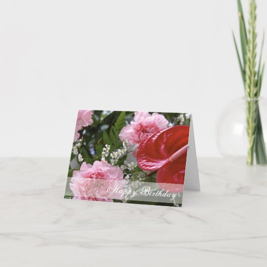 Happy Birthday Flowers Boeket Kaart (Voorkant)