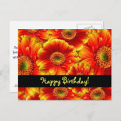 Happy Birthday Flowers Briefkaart (Voorkant / Achterkant)