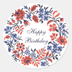 Happy Birthday Flowers cyclus Ronde Sticker