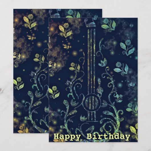 Happy Birthday - Flowers Guitar Art (Voorkant / Achterkant)