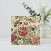 Happy Birthday Flowers, libellen Natuur Kaart (Staand voorkant)