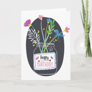 Happy Birthday Flowers - Personalize Kaart