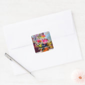 Happy Birthday Flowers PM0001 Vierkante Sticker (Envelop)