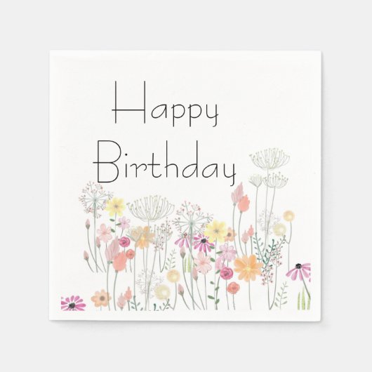 Happy Birthday Flowers Servet (Voorkant)