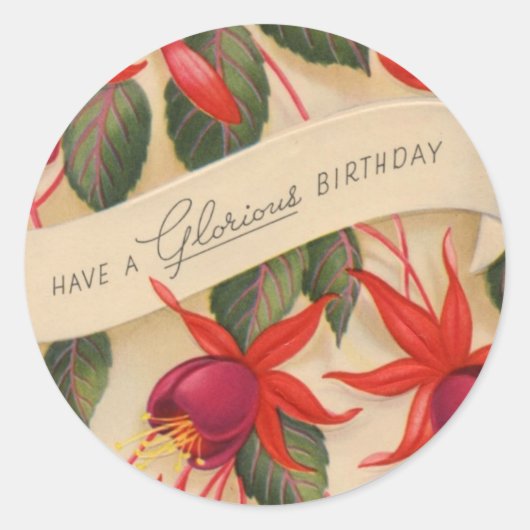  Happy Birthday Flowers Sticker (Voorkant)