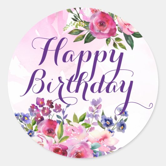 Happy Birthday Flowers Stickers (Voorkant)