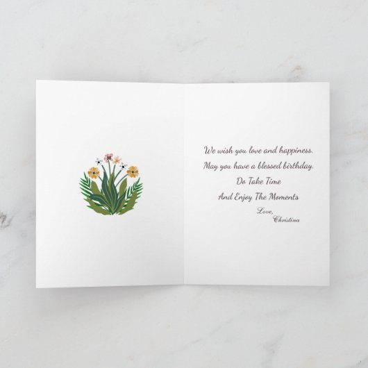 Happy Birthday Flowers Waterverf Bloemen Custom Kaart (Binnen)