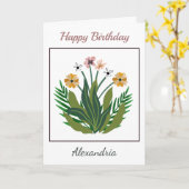 Happy Birthday Flowers Waterverf Bloemen Custom Kaart (Gele Bloem)