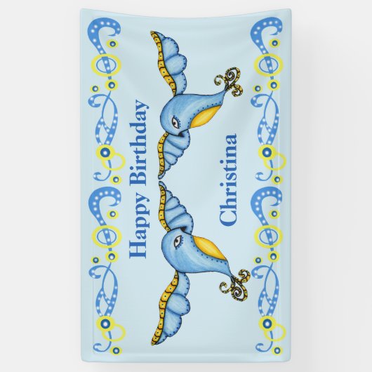 Happy Birthday Flying Fantasy  Bluebird Spandoek (Verticaal)