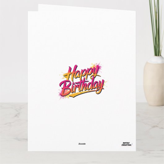 Happy Birthday Folded Greeting Card Kaart (Achterkant)