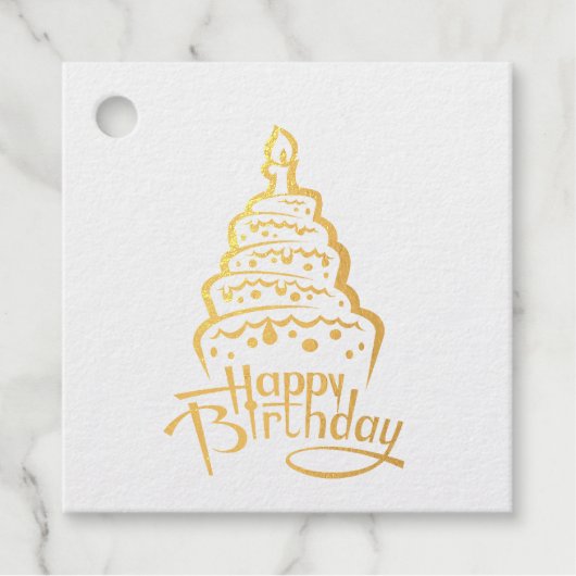 Happy Birthday Folie Favor Tag (Voorkant)