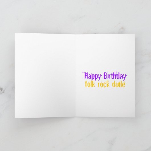 Happy Birthday Folk Rock Dude Kaart (Binnen)