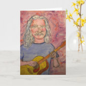 Happy Birthday Folk Rock Dude Kaart (Gele Bloem)