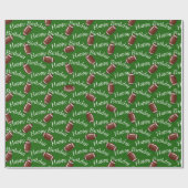 Happy Birthday Football op groen Cadeaupapier (Vlak)