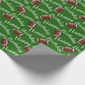 Happy Birthday Football op groen Cadeaupapier (Hoek)