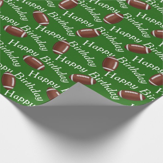 Happy Birthday Football op groen Cadeaupapier (Hoek)