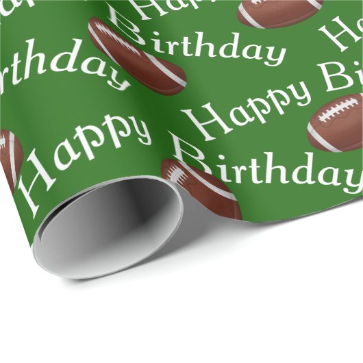 Happy Birthday Football op groen Cadeaupapier (Rol Hoek)