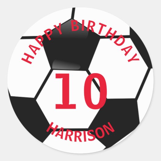Happy Birthday Football Ronde Sticker (Voorkant)