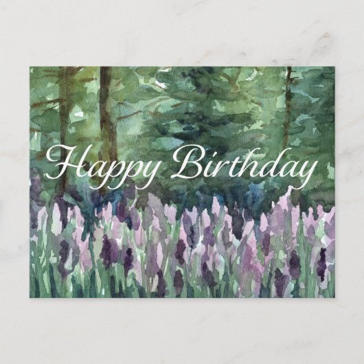 Happy Birthday Forest Wildflowers Waterverf Art Briefkaart (Voorkant)