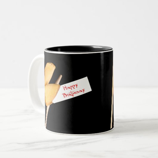 Happy Birthday Fortune Cookie Tweekleurige Koffiemok (Voorkant links)