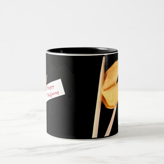 Happy Birthday Fortune Cookie Tweekleurige Koffiemok (Center)