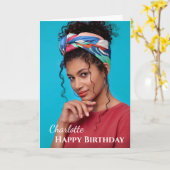 Happy Birthday Foto Elegant Modern personaliseren Kaart (Gele Bloem)