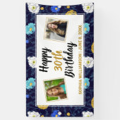 Happy Birthday Foto Floral Elk jaar aangepast Spandoek (Verticaal)