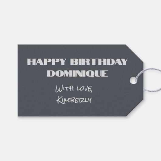 Happy Birthday Foto Gift Label  Cadeaulabel (Voorkant (Horizontaal))