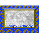 Happy Birthday foto lijst Staand Fotobeeldje<br><div class="desc">Voeg je eigen foto toe aan deze blauwe en gele Happy Birthday foto lijst foto-sculptuur. Een unieke manier om uw favoriete foto's weer te geven.</div>